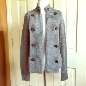 J. Crew Gray Wool Open Front Knit Cardigan